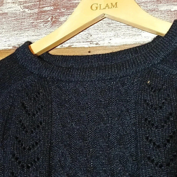 NEW Lissy open knit crochet sweater elastic bell sleeves crew neck small - Picture 5 of 8